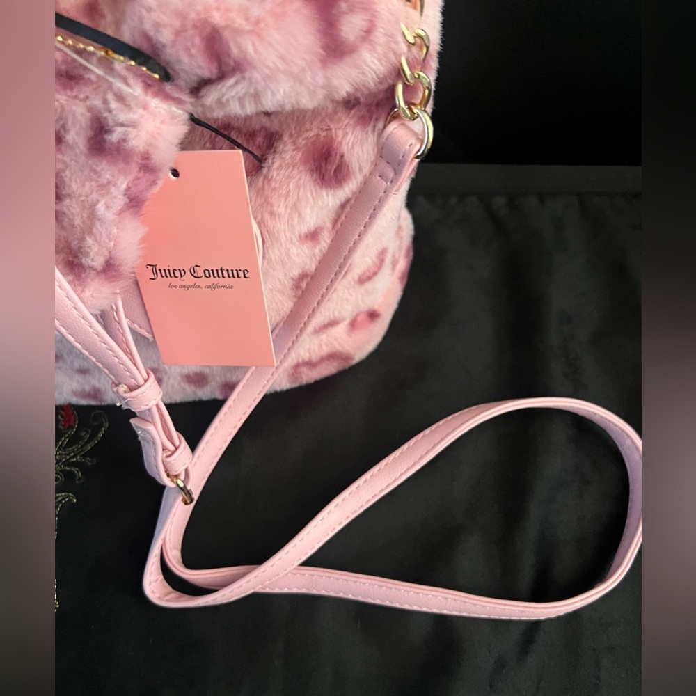 NEW Juicy Couture Warm Up Mini Tote Pink Leopard with matching Heart Coin Purse - Picture 3 of 3
